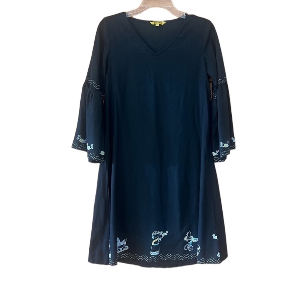 GLOBAL Desi Black Rayon A Line Dress Medium